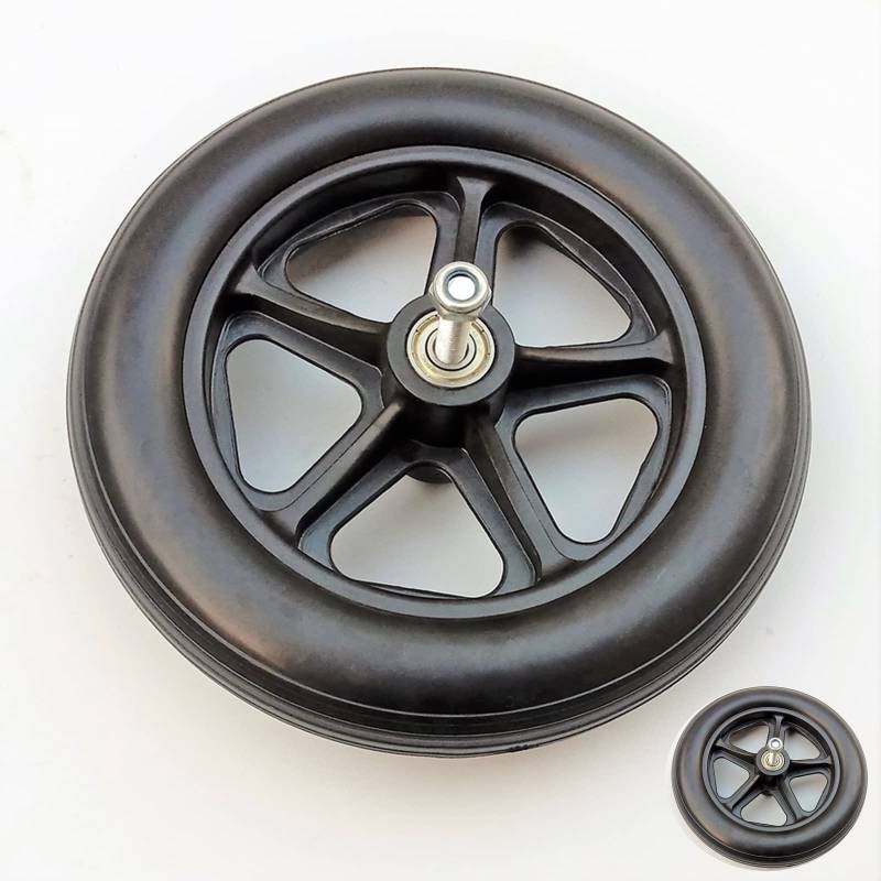 Rollstuhl-Vorderrolle, 6" 7" 8" Ersatzrollen für Gehhilfe, 2 Stück Vollgummirolle mit Lager - Schwarz, 2" (50 mm) Nabenbreite, 5/16" Achse, Ersatz-Rollstuhlradzubehör von YAXANSIH