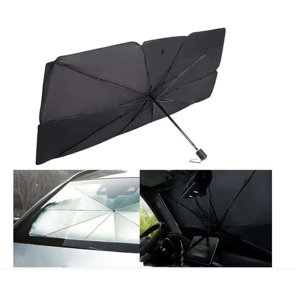 Auto Sonnenschutz Frontscheibe, Faltbarer Auto Windschutzscheibe Sonnenschirm Regenschirm Frontscheibenabdeckung Für Volkswagen VW Golf Polo 5 6 7 8 (140 * 80) von YAZGAN