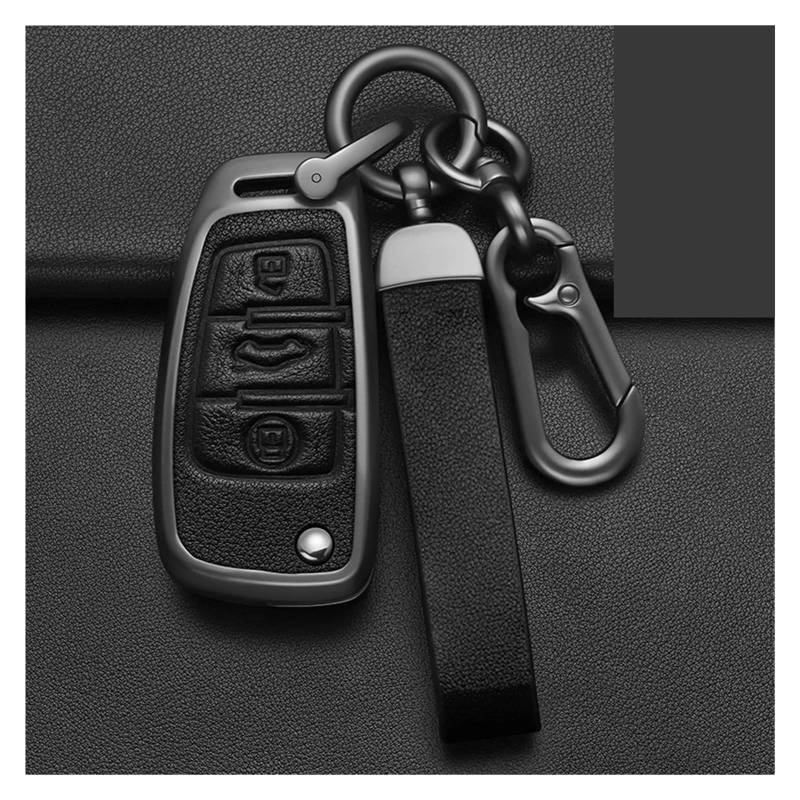 Autoschlüssel Gehäuse Für A4 B6 B7 B8 B9 Legierung Stil Auto Schlüssel Fall Abdeckung Shell Fob Schutz Shell Fob Schlüsselbund Keyless Innen Zubehör(D Black) von YBCVEPQ