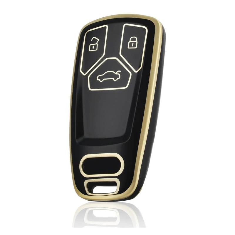 Autoschlüssel Gehäuse Für A4 B9 A5 A6 8S 8W Q5 Q7 4M S4 S5 S7 TT TTS TFSI RS TPU Auto Fernbedienung Schlüssel Fall Abdeckung ShellProtector Schlüsselbund(Black Gold) von YBCVEPQ