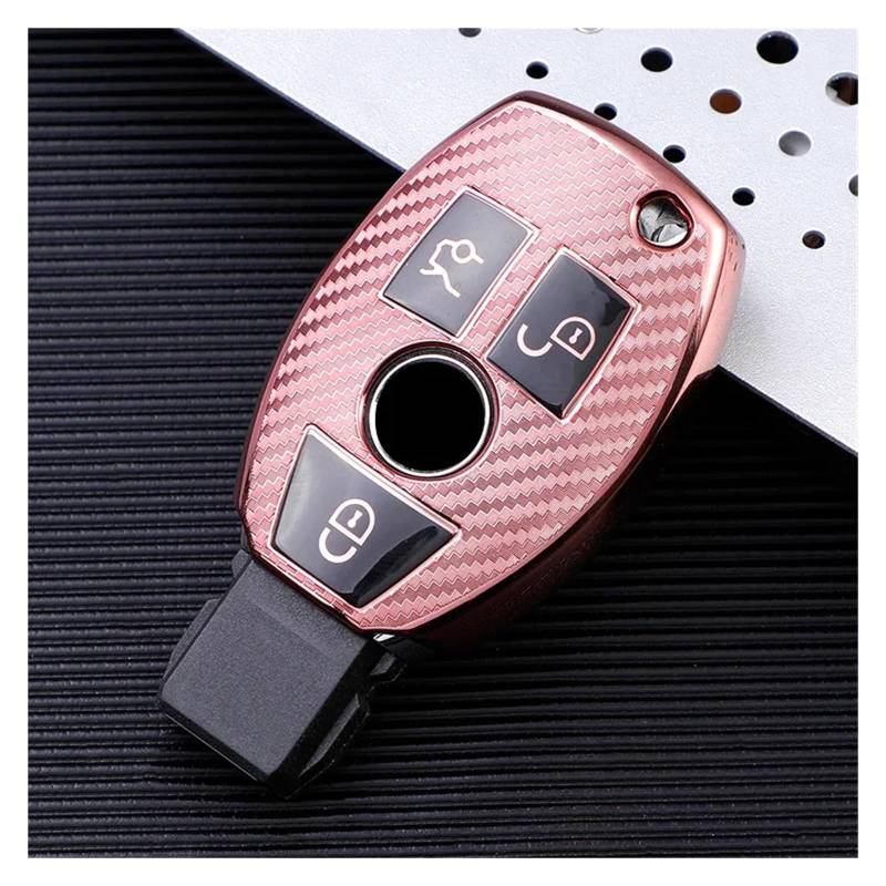 Autoschlüssel Gehäuse Für Benz CLS CLA GL R SLK AMG A B C S TPU Carbon Faser Auto Smart Key Case Abdeckung Tasche Schlüsselbund Klasse Schlüssel(XL1000V Gray LG) von YBCVEPQ