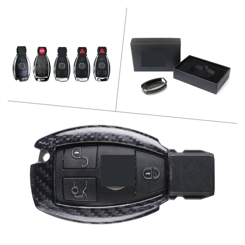 Autoschlüssel Gehäuse Für Benz Für CLA Für CLS CLK GLK Für GLA Für GLC Universal Carbon Auto Remote Key Shell Cover Fall Gehäuse von YBCVEPQ