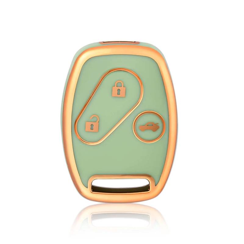 Autoschlüssel Gehäuse Für Civic Jazz Pilot Accord CR-V Freed Freed Pilot StepWGN Insight 2 3 Tasten TPU Autoschlüsseletui Abdeckung Schlüsselgehäuse(3button Green Gold) von YBCVEPQ