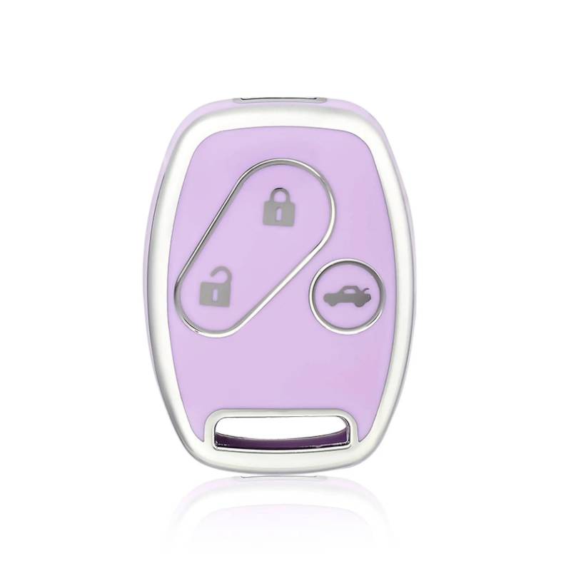 Autoschlüssel Gehäuse Für Civic Jazz Pilot Accord CR-V Freed Freed Pilot StepWGN Insight 2 3 Tasten TPU Autoschlüsseletui Abdeckung Schlüsselgehäuse(3button purplesilver) von YBCVEPQ