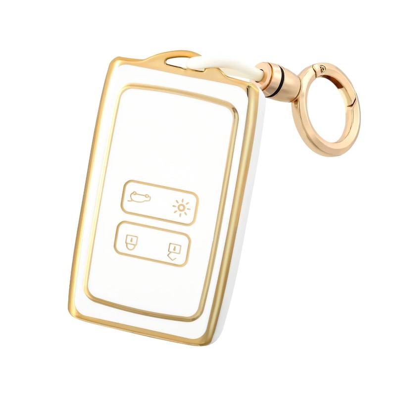 Autoschlüssel Gehäuse Für Clio Kadjar Capture Koleos Espace Master Talisman Scenic Megane 4 Arkana Sandero Auto Schlüssel Fall TPU Schützen Abdeckung(White Gold Set) von YBCVEPQ