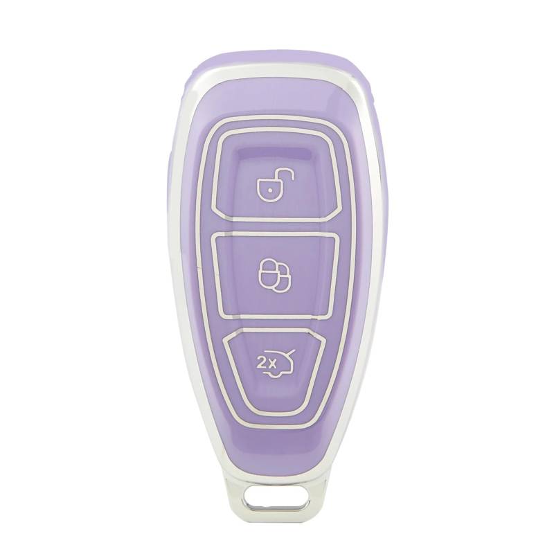 Autoschlüssel Gehäuse Für Ford Focus 3 4 ST Mondeo MK3 MK4 Fiesta Fusion Kuga 2015 2017 TPU Auto Fernbedienung Schlüssel Fall Abdeckung Auto Schlüsselbund(Purple Silver) von YBCVEPQ