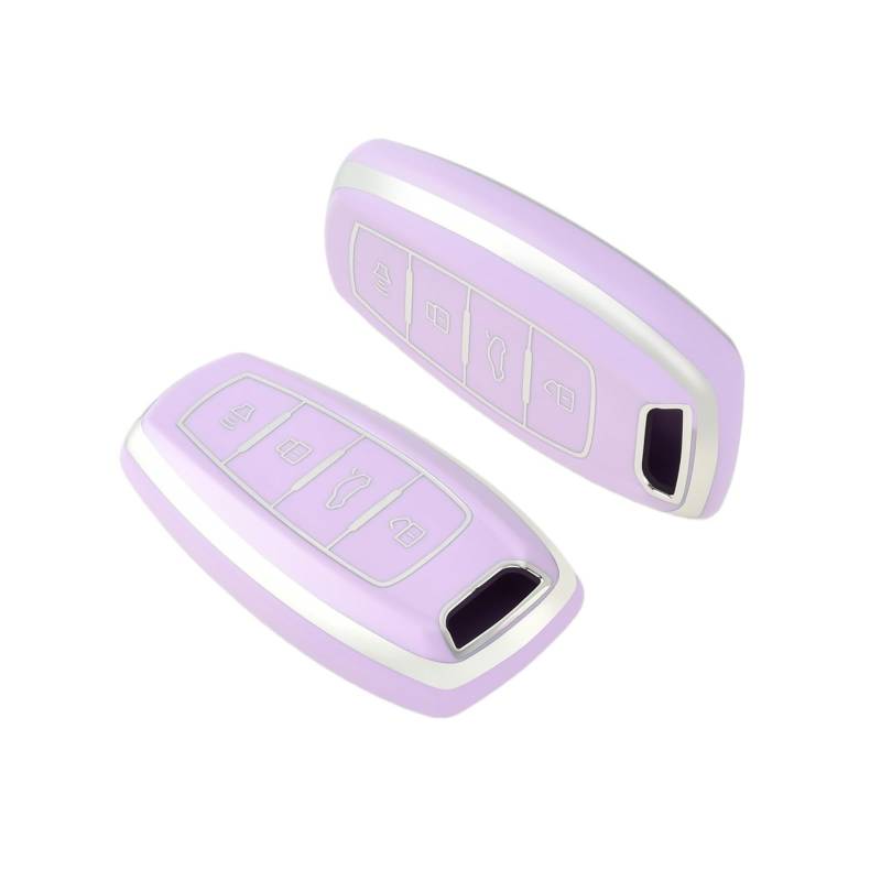 Autoschlüssel Gehäuse Für Great Wall Für Haval Havor Coupe H6 H7 H8 H9 H4 F5 F7 H2S Jolion Dargo Schutz Halter TPU Auto Fernbedienung Schlüssel Fall Abdeckung Shell Fob(Purple Silver) von YBCVEPQ
