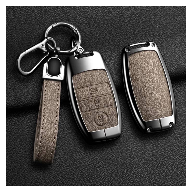 Autoschlüssel Gehäuse Für KIA Rio Rio5 Sportage Ceed Cerato K3 KX3 K4 K5 Sorento Optima Picanto Legierung Stil Auto Schlüssel Fall Abdeckung Shell Fob(B Elephant Grey 1) von YBCVEPQ