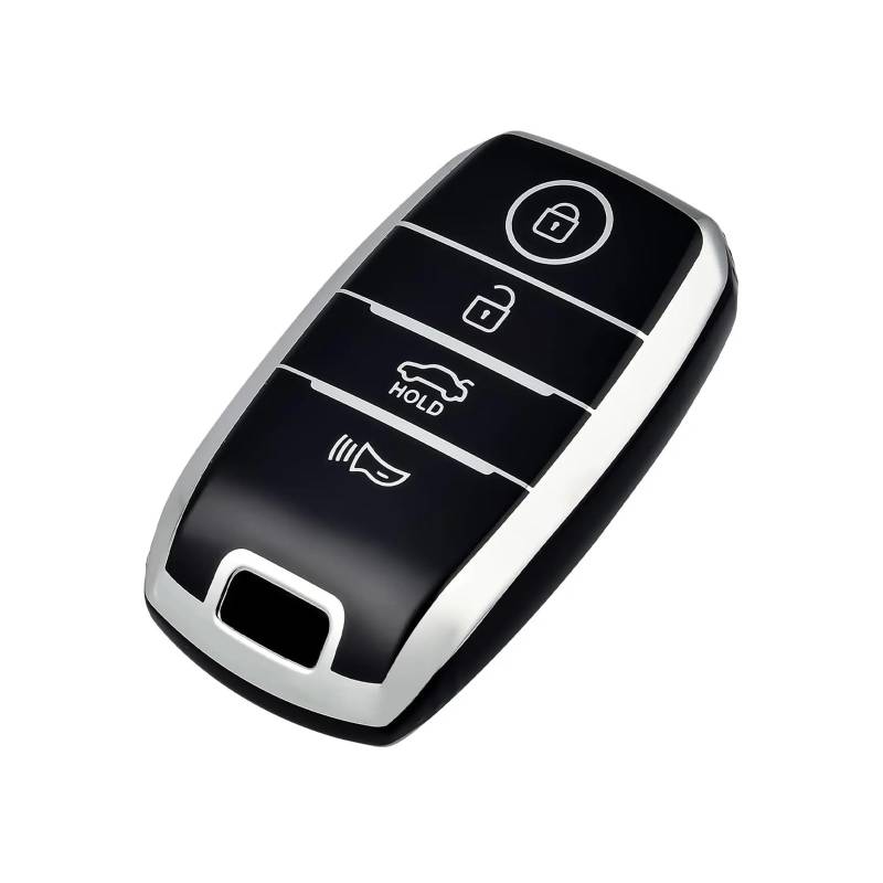 Autoschlüssel Gehäuse Für Kia Soul Optima Forte Sportage Sorento NIRO Rio Schlüssel Fob Fall Abdeckung Halter Zubehör Auto Schlüssel Fernbedienung Fall Shell Beschützer(Black Silver) von YBCVEPQ
