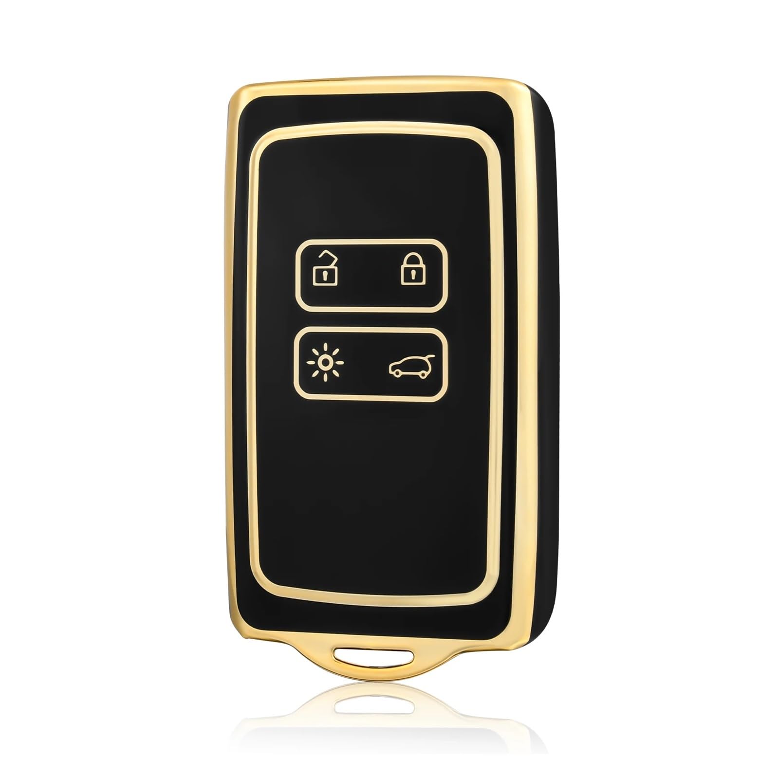 Autoschlüssel Gehäuse Für Koleos Kadjar Captur Megane Talisman Espace Clio Autoschlüsseletui Abdeckung TPU Autoschlüsseletui Abdeckung Fob Schlüsselanhänger 4 Tasten(Black Gold) von YBCVEPQ