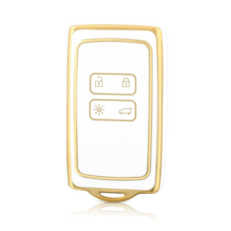 Autoschlüssel Gehäuse Für Koleos Kadjar Captur Megane Talisman Espace Clio Autoschlüsseletui Abdeckung TPU Autoschlüsseletui Abdeckung Fob Schlüsselanhänger 4 Tasten(White Gold) von YBCVEPQ