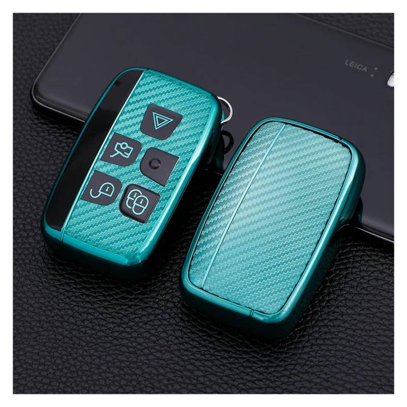Autoschlüssel Gehäuse Für Land Rover Range Rover Sport Evoque Freelander Für Jaguar XF XJ XE Auto Smart Key Fall Abdeckung Tasche Shell Halter(Green case) von YBCVEPQ
