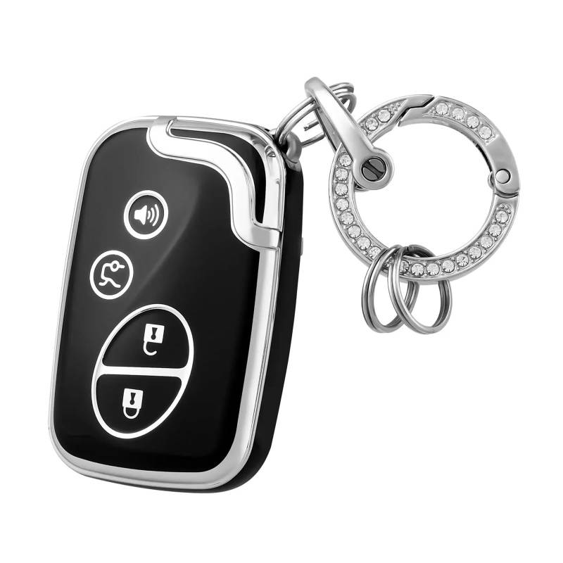 Autoschlüssel Gehäuse Für Lexus Schlüsselanhänger Abdeckung Schlüsselanhänger Fall Shell Für Lexus GX460 RX350 IS250 LX570 ES350 IS350 GS430 GS300 GS450h Schlüsselschutz(Black Silver Set) von YBCVEPQ