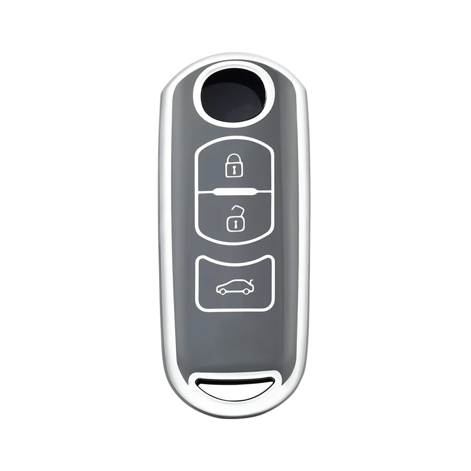 Autoschlüssel Gehäuse Für Mazda 2 3 5 6 BL BM GJ Atenza Axela Demio CX-3 CX3 CX-5 CX5 CX7 CX-9 CX8 3 Tasten Autoschlüsselabdeckung Fall Schlüsselanhänger Fob Schlüsselanhänger(Grey Silver) von YBCVEPQ