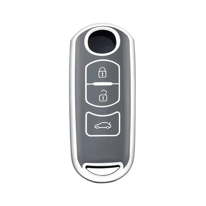 Autoschlüssel Gehäuse Für Mazda 2 3 5 6 BL BM GJ Atenza Axela Demio CX-3 CX3 CX-5 CX5 CX7 CX-9 CX8 3 Tasten Autoschlüsselabdeckung Fall Schlüsselanhänger Fob Schlüsselanhänger(Grey Silver) von YBCVEPQ