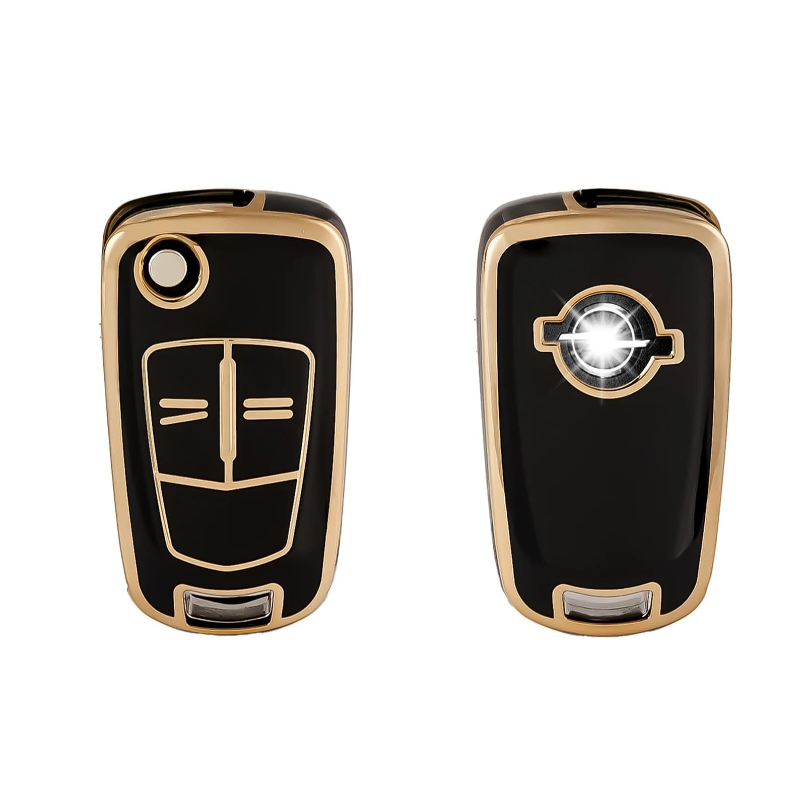 Autoschlüssel Gehäuse Für Opel Vauxhall Astra H Corsa D Vectra C Zafira Astra Vectra Signum Schlüsselanhänger Fall Abdeckung Weiche TPU Schlüssel Fall Schutz Schlüsselanhänger(Black Gold) von YBCVEPQ