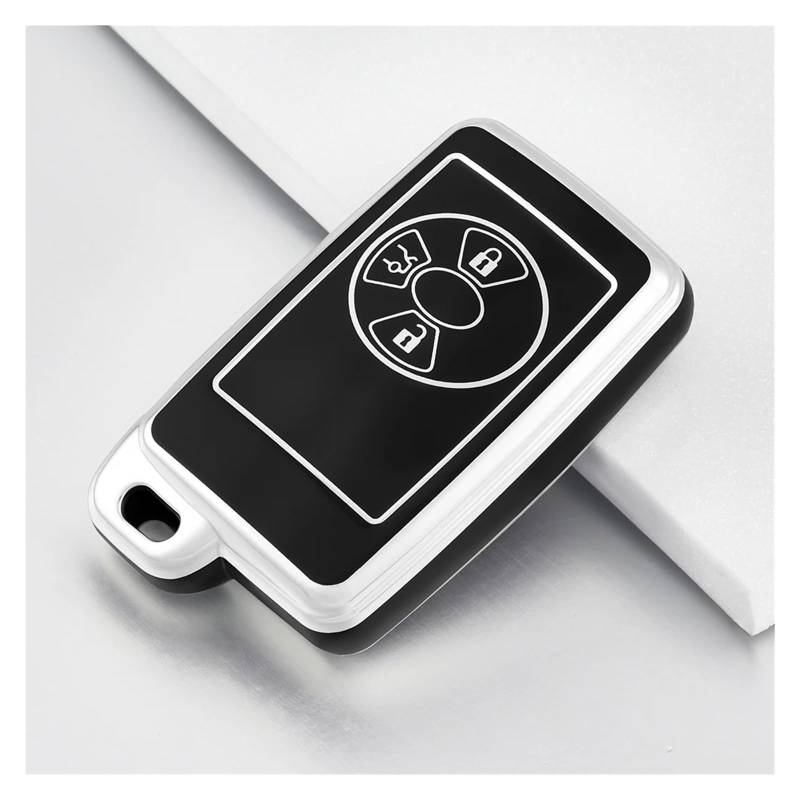 Autoschlüssel Gehäuse Für Toyota Camry Avalon Avalon Corolla Yaris 3 Tasten Auto Schlüsselanhänger Fall Abdeckung Smart Remote Key Fob Schutz Zubehör Keychai(Black Silver) von YBCVEPQ