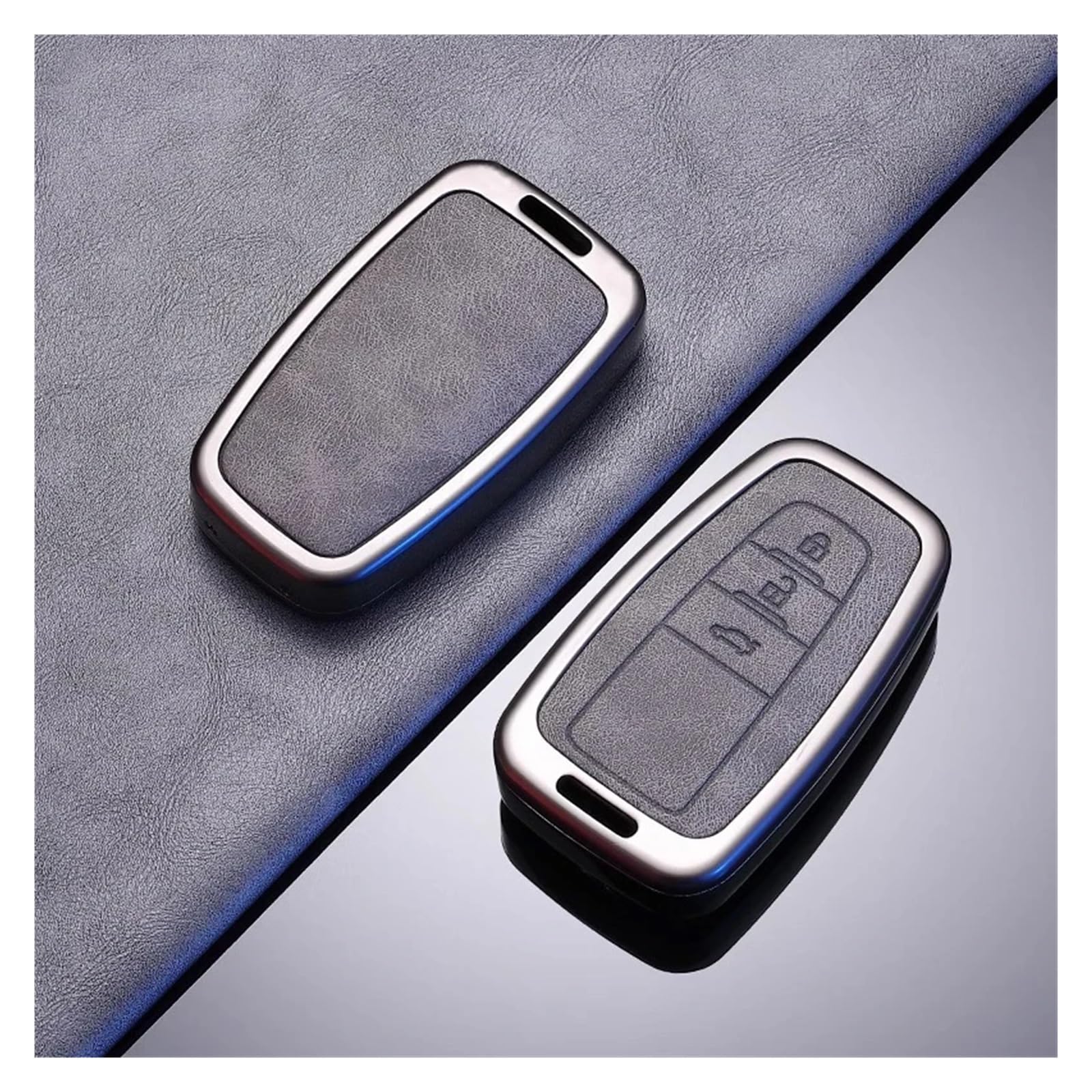 Autoschlüssel Gehäuse Für Toyota Prius Camry Corolla CHR C-HR RAV4 Land Cruiser Legierung Stil Auto Schlüssel Fall Abdeckung Shell Fob 2/3 Taste Zubehör(A only case Grey) von YBCVEPQ