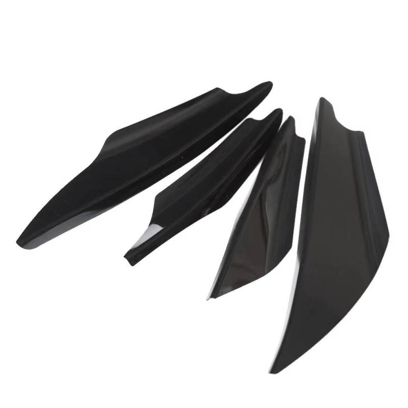 Spoilerlippe Frontstoßstange 4 Teiliges Set Universal Fiber Bumper Für Kotflügel Karosserie Seiten Canards Haifischflossen Splitter Auto Ersatzteile Schwarz Autozubehör von YBCVEPQ