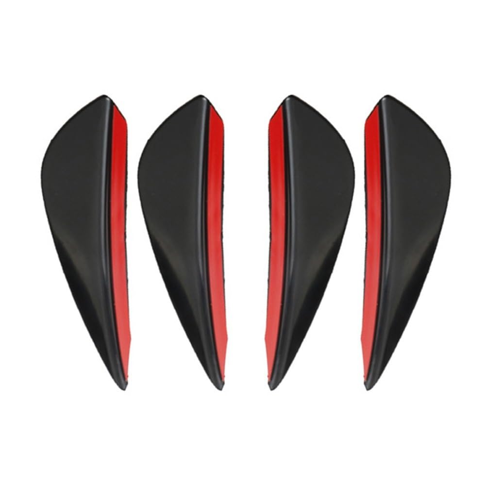 Spoilerlippe Frontstoßstange Universal 4/6 Stücke Fit Auto Vorderen Stoßfänger Lip Diffusor Splitter Flossen Körper Spoiler Canards Kinn Auto Tuning Canard Faser Dekor(4PCS Black) von YBCVEPQ