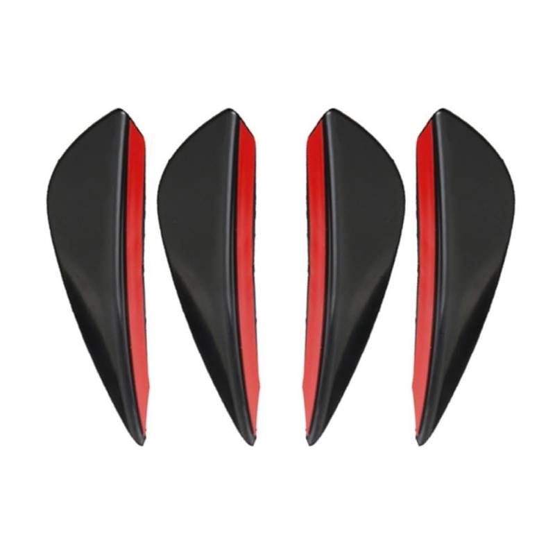 Spoilerlippe Frontstoßstange Universal 4/6 Stücke Fit Auto Vorderen Stoßfänger Lip Diffusor Splitter Flossen Körper Spoiler Canards Kinn Auto Tuning Canard Faser Dekor(4PCS Black) von YBCVEPQ
