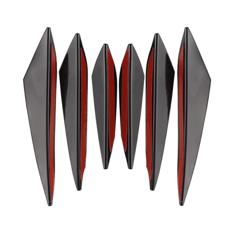 Spoilerlippe Frontstoßstange Universal 4/6 Stücke Fit Auto Vorderen Stoßfänger Lip Diffusor Splitter Flossen Körper Spoiler Canards Kinn Auto Tuning Canard Faser Dekor(6PCS Black) von YBCVEPQ