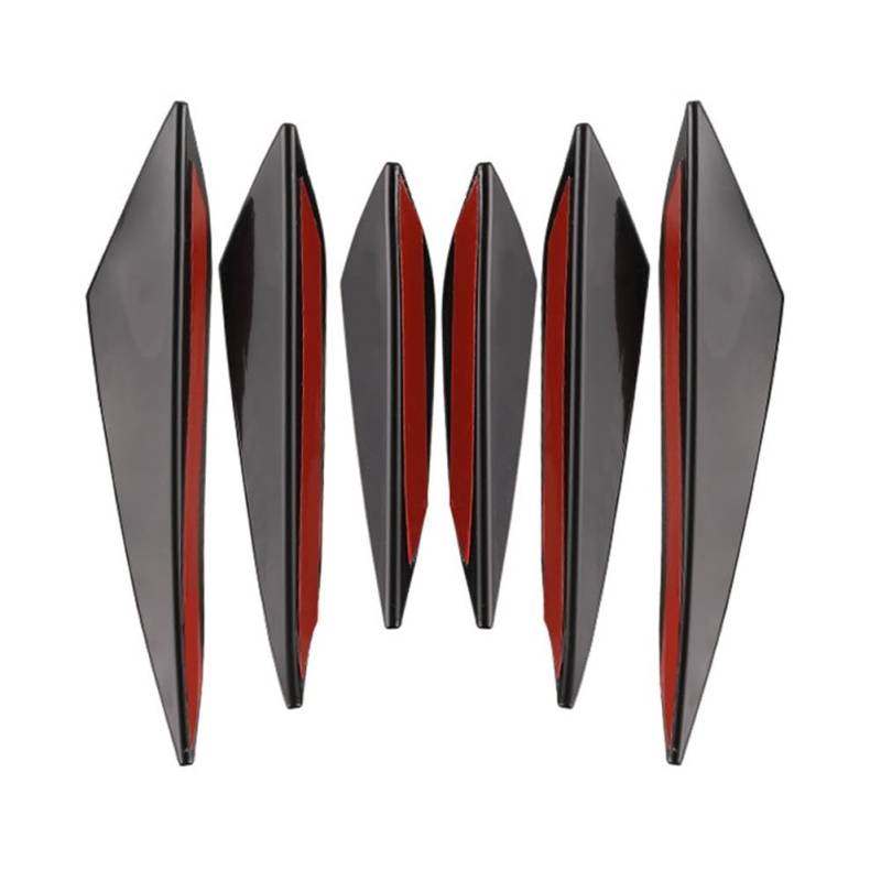 Spoilerlippe Frontstoßstange Universal 4/6 Stücke Fit Auto Vorderen Stoßfänger Lip Diffusor Splitter Flossen Körper Spoiler Canards Kinn Auto Tuning Canard Faser Dekor(6PCS Black) von YBCVEPQ