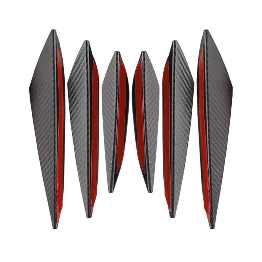 Spoilerlippe Frontstoßstange Universal 4/6 Stücke Fit Auto Vorderen Stoßfänger Lip Diffusor Splitter Flossen Körper Spoiler Canards Kinn Auto Tuning Canard Faser Dekor(6PCS Fiber) von YBCVEPQ