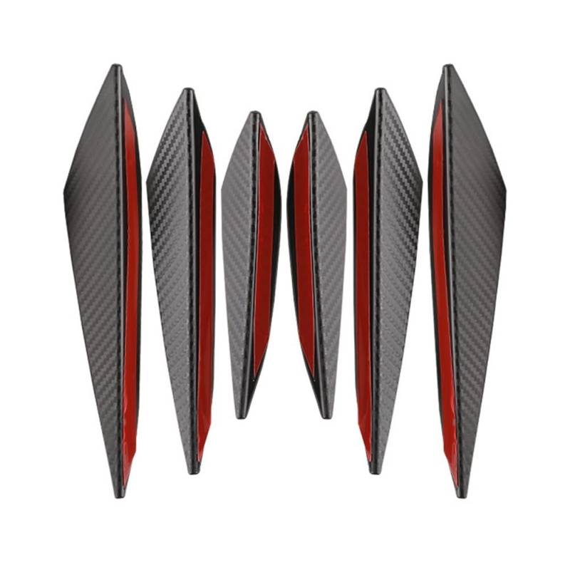 Spoilerlippe Frontstoßstange Universal 4/6 Stücke Fit Auto Vorderen Stoßfänger Lip Diffusor Splitter Flossen Körper Spoiler Canards Kinn Auto Tuning Canard Faser Dekor(6PCS Fiber) von YBCVEPQ