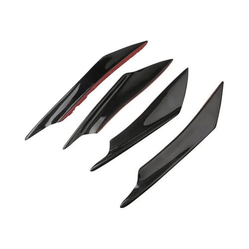 Spoilerlippe Frontstoßstange Universal 4 Stücke Auto Vorderen Stoßfänger Lip Fin Splitter Körper Spoiler Canards Spoiler Auto Tuning Canard Decor Schwarz Zubehör(Glossy Black) von YBCVEPQ