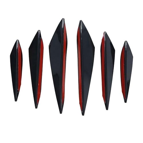 Spoilerlippe Frontstoßstange Universal 6 Teile/Satz Front Stoßstange Lip Dekoration Diffusor Splitter Flossen Körper Spoiler Canards Valence Auto Dekoration Zubehör(Black 6pcs) von YBCVEPQ