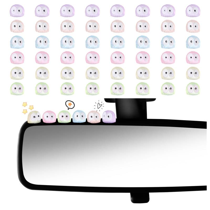 YBEATY 48 Stück leuchtende niedliche Ruß-Sprites Auto-Dekor Rückspiegel-Zubehör Automobil-Innendekoration Zubehör Niedliche lustige Ornamente Geschenke für Auto Rückspiegel Armaturenbrett Home Office von YBEATY