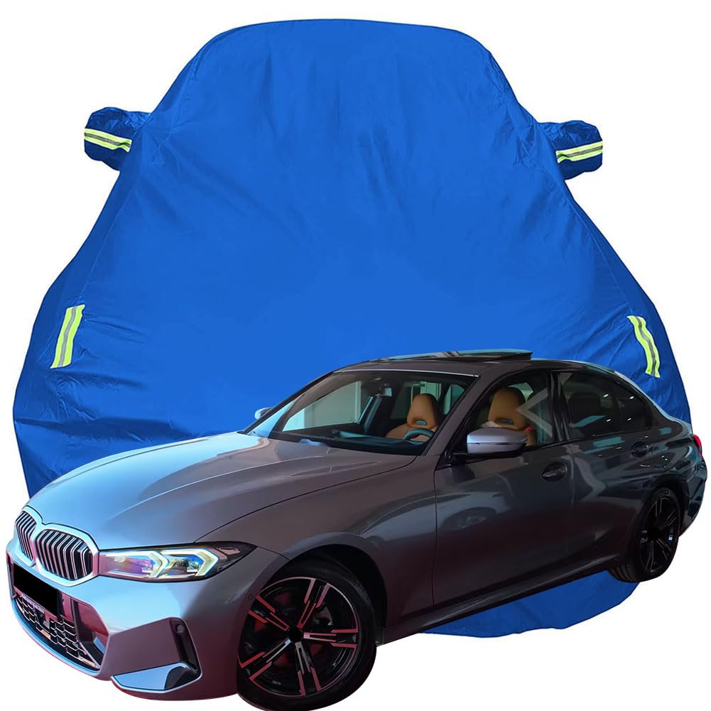 Autoabdeckung für BMW 3 Series Interior 2023 2024 2025, Hagelschutzplane Atmungsaktiv Autoabdeckung mit Spiegeltasche und reflektierenden Streifen,Blue Autoabdeckung für BMW 3 Series Interior 2023 2024 2025, Hagelschutzplane Atmungsaktiv Autoabdeckung mit Spiegeltasche und reflektierenden Streifen,Blue von YCPHR