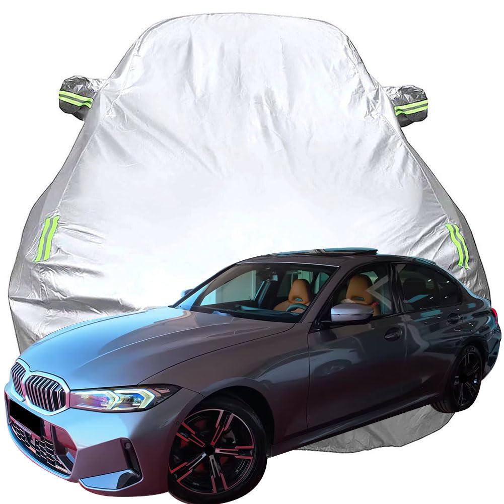Autoabdeckung für BMW 3 Series Interior 2023 2024 2025, Hagelschutzplane Atmungsaktiv Autoabdeckung mit Spiegeltasche und reflektierenden Streifen,Silver Autoabdeckung für BMW 3 Series Interior 2023 2024 2025, Hagelschutzplane Atmungsaktiv Autoabdeckung mit Spiegeltasche und reflektierenden Streifen,Silver von YCPHR