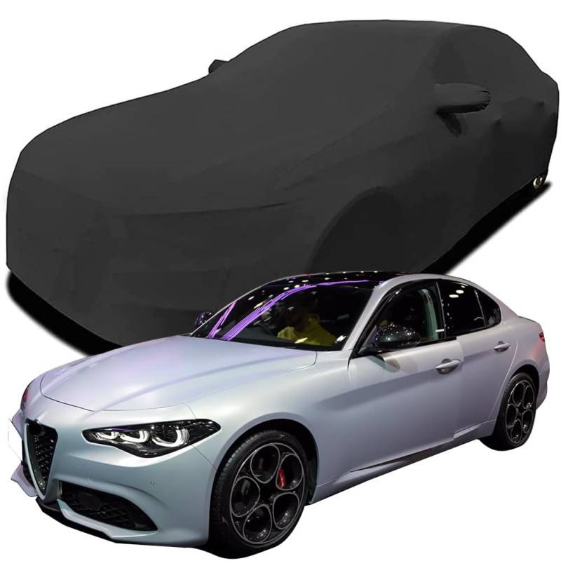 Maßgeschneiderte Autoabdeckung für Alfa Romeo Giulia, Indoor-Autoabdeckung Abdeckung Samt Stretch Staubdicht Atmungsaktiv Schutz,Black von YCPHR