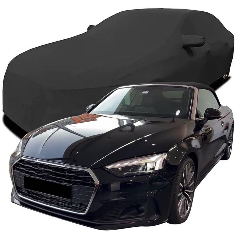 Maßgeschneiderte Autoabdeckung für Audi A5 Cabrio 40 TFSI 2023 2024 2025, Indoor-Autoabdeckung Abdeckung Samt Stretch Staubdicht Atmungsaktiv Schutz,Black von YCPHR