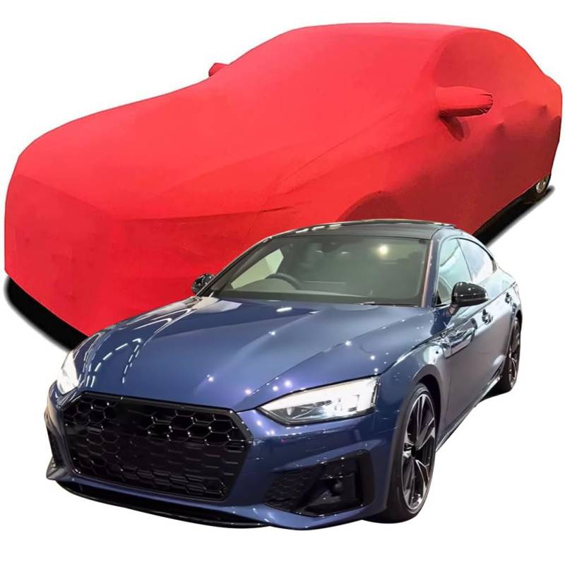 Maßgeschneiderte Autoabdeckung für Audi A5 Sportback S line 2023 2024 2025, Indoor-Autoabdeckung Abdeckung Samt Stretch Staubdicht Atmungsaktiv Schutz,Red von YCPHR