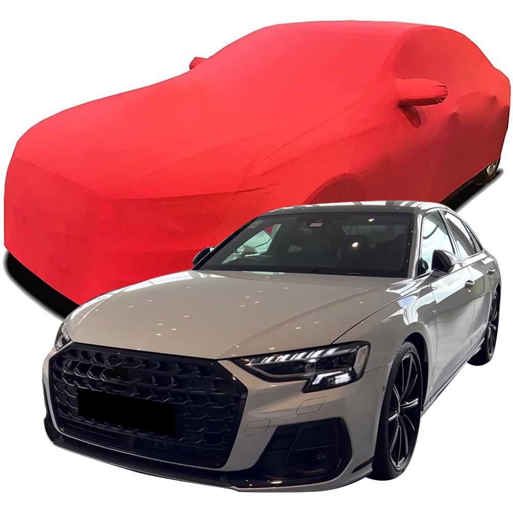 Maßgeschneiderte Autoabdeckung für Audi A8 50 TDI Quattro 2023 2024 2025, Indoor-Autoabdeckung Abdeckung Samt Stretch Staubdicht Atmungsaktiv Schutz,Red Maßgeschneiderte Autoabdeckung für Audi A8 50 TDI Quattro 2023 2024 2025, Indoor-Autoabdeckung Abdeckung Samt Stretch Staubdicht Atmungsaktiv Schutz,Red von YCPHR
