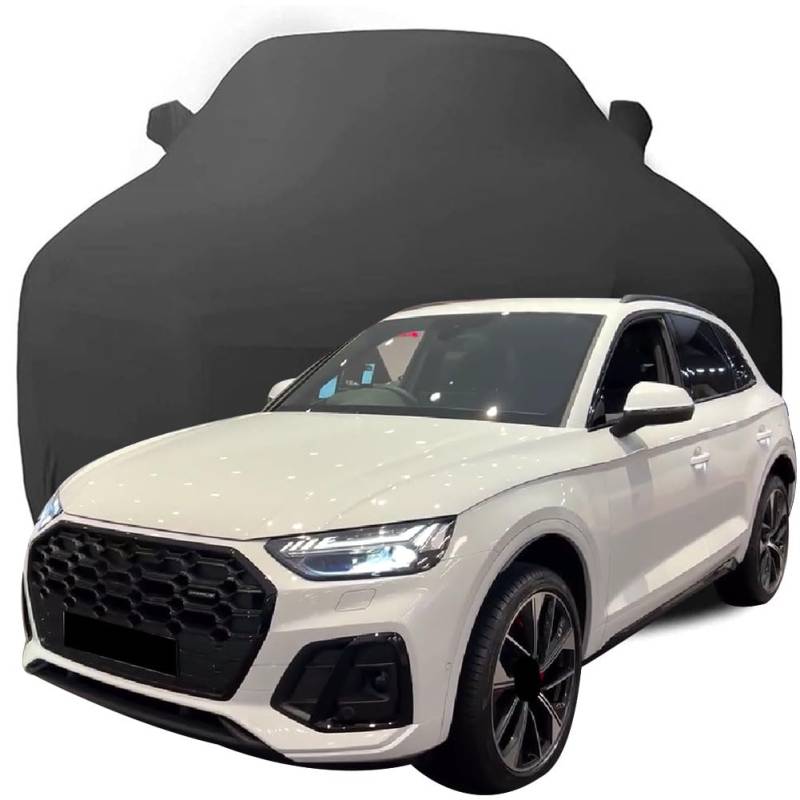 Maßgeschneiderte Autoabdeckung für Audi Q5 S line 40 TDI Quattro 2023 2024 2025, Indoor-Autoabdeckung Abdeckung Samt Stretch Staubdicht Atmungsaktiv Schutz,Black von YCPHR