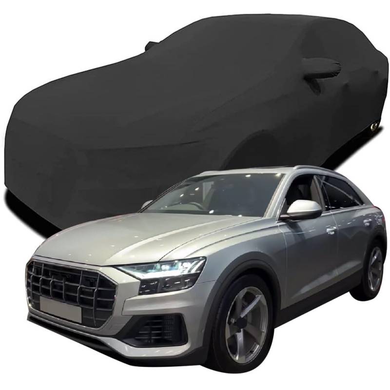Maßgeschneiderte Autoabdeckung für Audi Q8 55 TFSI Quattro 2023 2024 2025, Indoor-Autoabdeckung Abdeckung Samt Stretch Staubdicht Atmungsaktiv Schutz,Black von YCPHR
