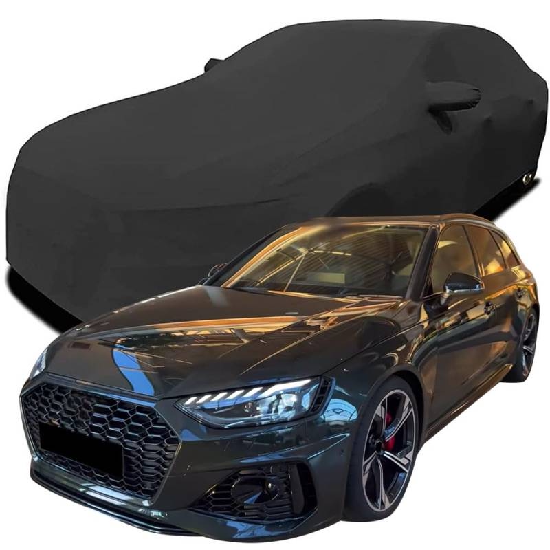 Maßgeschneiderte Autoabdeckung für Audi RS 4 Avant (450hp) 2023 2024 2025, Indoor-Autoabdeckung Abdeckung Samt Stretch Staubdicht Atmungsaktiv Schutz,Black von YCPHR