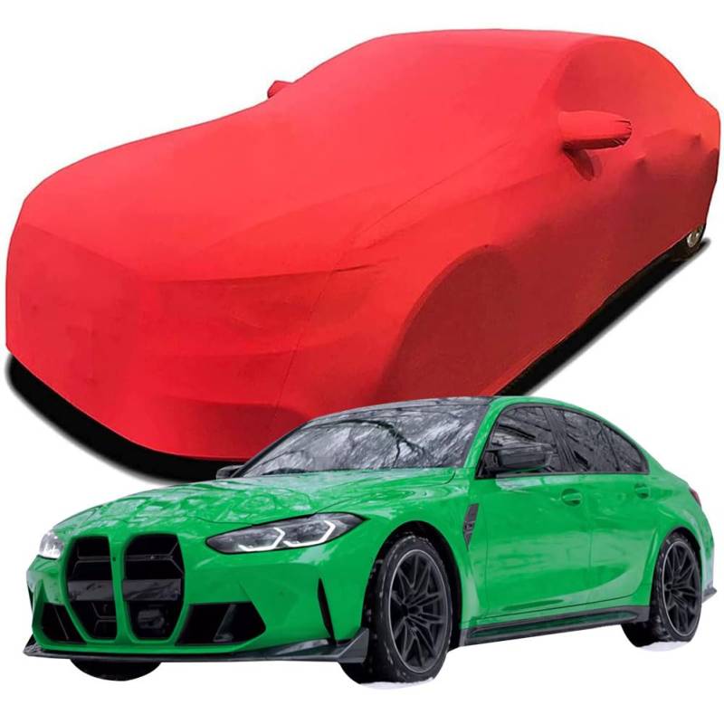 Maßgeschneiderte Autoabdeckung für BMW M3 Competition G80 BMW, Indoor-Autoabdeckung Abdeckung Samt Stretch Staubdicht Atmungsaktiv Schutz,Red von YCPHR