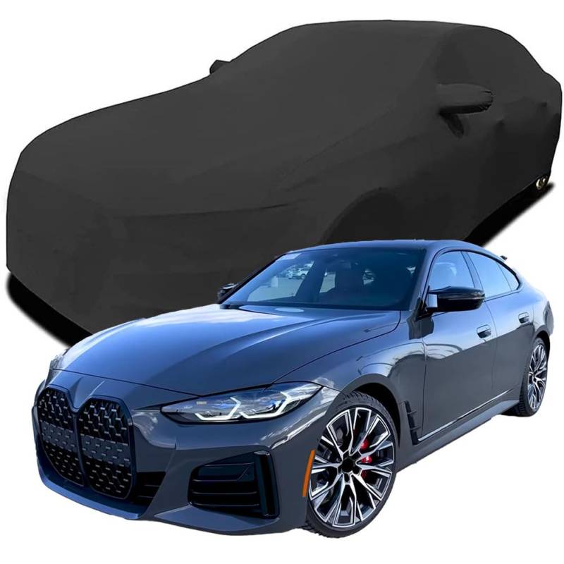 Maßgeschneiderte Autoabdeckung für BMW M440i Gran Coupe 2023 2024 2025, Indoor-Autoabdeckung Abdeckung Samt Stretch Staubdicht Atmungsaktiv Schutz,Black von YCPHR