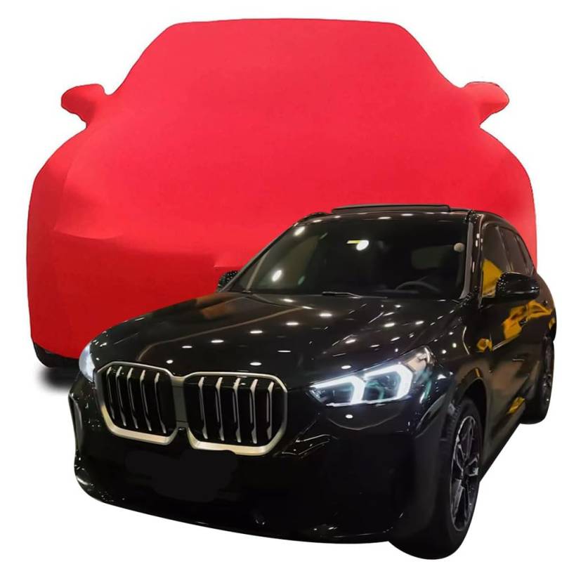 Maßgeschneiderte Autoabdeckung für BMW X1 SUV 2023 2024 2025, Indoor-Autoabdeckung Abdeckung Samt Stretch Staubdicht Atmungsaktiv Schutz,Red von YCPHR