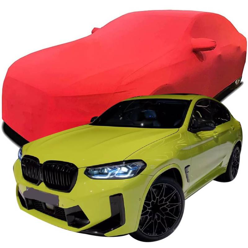 Maßgeschneiderte Autoabdeckung für BMW X4M Competition, Indoor-Autoabdeckung Abdeckung Samt Stretch Staubdicht Atmungsaktiv Schutz,Red von YCPHR