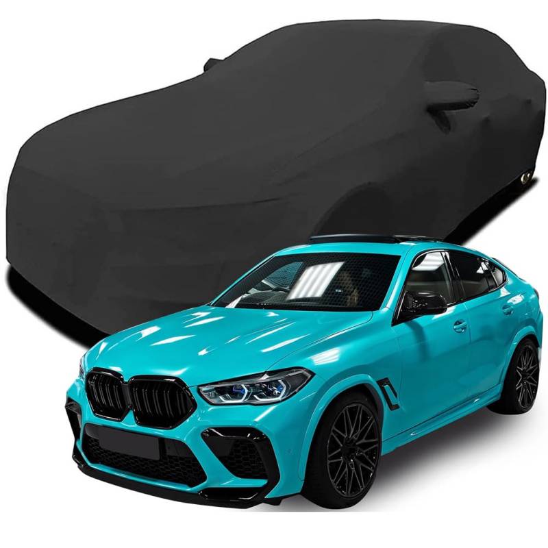 Maßgeschneiderte Autoabdeckung für BMW X6M SUV BMW, Indoor-Autoabdeckung Abdeckung Samt Stretch Staubdicht Atmungsaktiv Schutz,Black von YCPHR