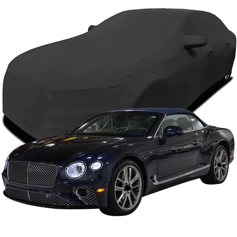 Maßgeschneiderte Autoabdeckung für Bentley Continental GT Convertible 2022 2023 2024 2025, Indoor-Autoabdeckung Abdeckung Samt Stretch Staubdicht Atmungsaktiv Schutz,Black von YCPHR