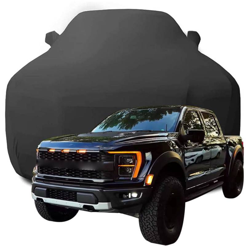 Maßgeschneiderte Autoabdeckung für Ford F-150 Raptor 2023 2024 2025, Indoor-Autoabdeckung Abdeckung Samt Stretch Staubdicht Atmungsaktiv Schutz,Black von YCPHR