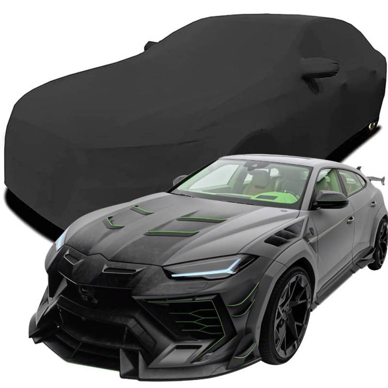 Maßgeschneiderte Autoabdeckung für Lamborghini Urus Venatus EVO S P900 MANSORY 2021-2024 2025, Indoor-Autoabdeckung Abdeckung Samt Stretch Staubdicht Atmungsaktiv Schutz,Black von YCPHR