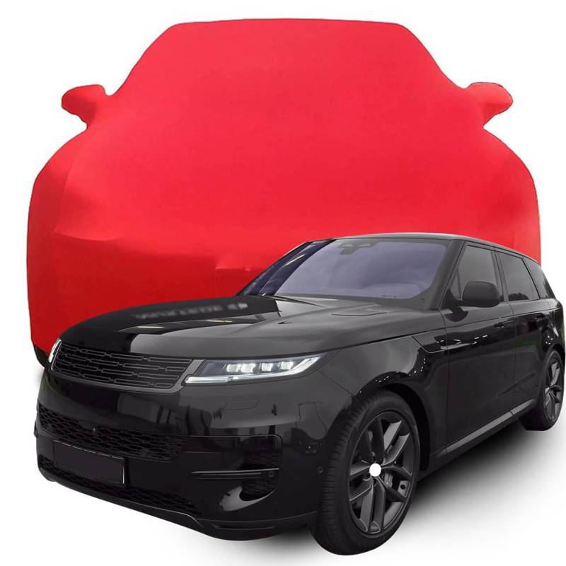 Maßgeschneiderte Autoabdeckung für Land Rover Range Rover Sport 2023 2024 2025, Indoor-Autoabdeckung Abdeckung Samt Stretch Staubdicht Atmungsaktiv Schutz,Red von YCPHR